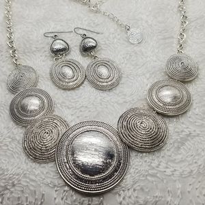 COPY - Dana Buchman Circle Bib Silver Necklace Earring